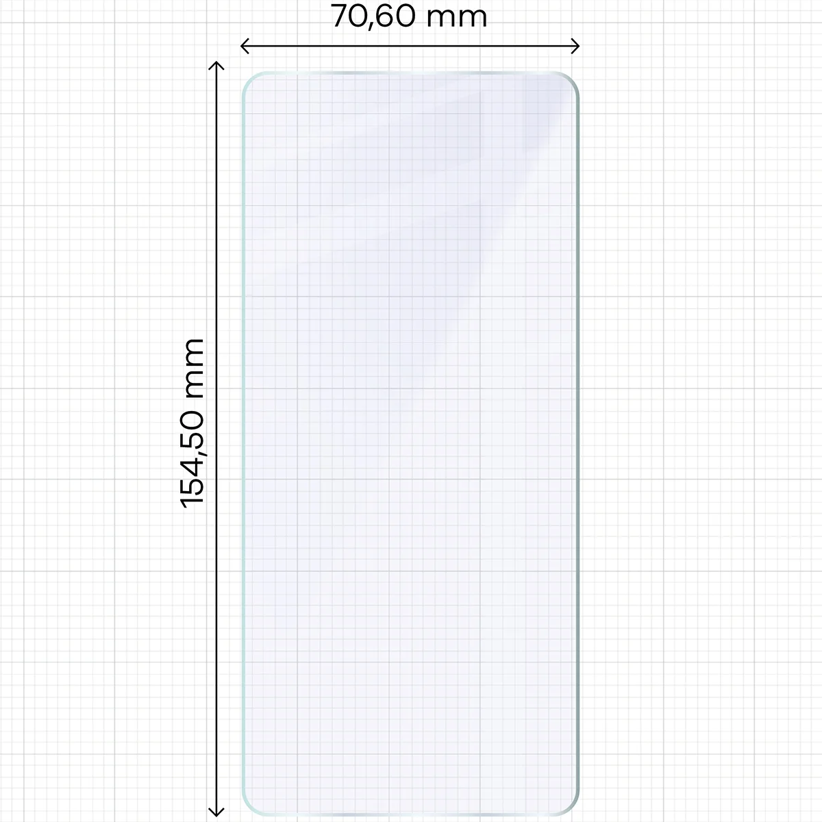 Miarka z wymiarami szkła hybrydowego Bizon Hybrid Mule do Motorola Edge 70